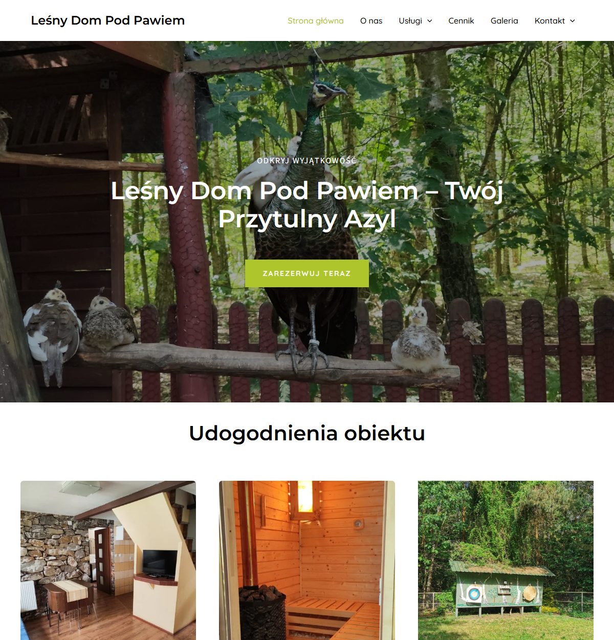 Strona Leśny Dom Pod Pawiem: Wypoczynek i odnowa biologiczna